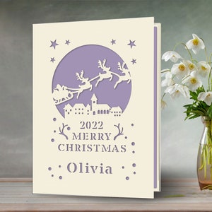 Custom Christmas Cards Family Personalized Xmas Gifts for Friends Son Daughter Mum Dad Laser Paper Cut Greeting Cards Christmas 2024