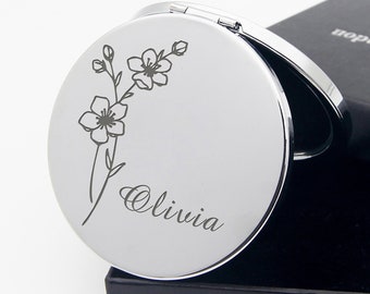 Personalised Makeup Mirror Gifts for Birthday Christmas Wedding Travel Folding Vanity Mirrors for Handbag Pocket