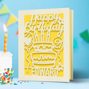 Personalised Birthday Cards Gifts for Women Men Happy Birthday Card Greeting Cards with Any Name & Age Laser Paper Cut Card 18th 21st 30th