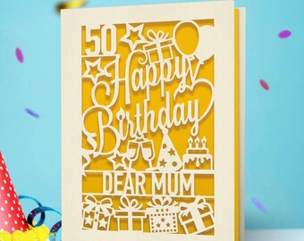 MAGJUCHE Gold 77th Birthday Card, Laser Cut Glitter Woman Man Age 77 Gift For Mother, Grandmother, Father