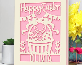 Personalised Happy Easter Card for Her Custom Easter Card for Him Easter Gifts for Granddaughter Grandson Mum Dad Nanny Custom Bunny Card