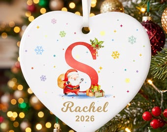 Personalised Christmas Baubles Ornaments, Custom Christmas Tree Decorations, 26 Letter Xmas Tree Pendant, White Ceramic Xmas Hanging Decor