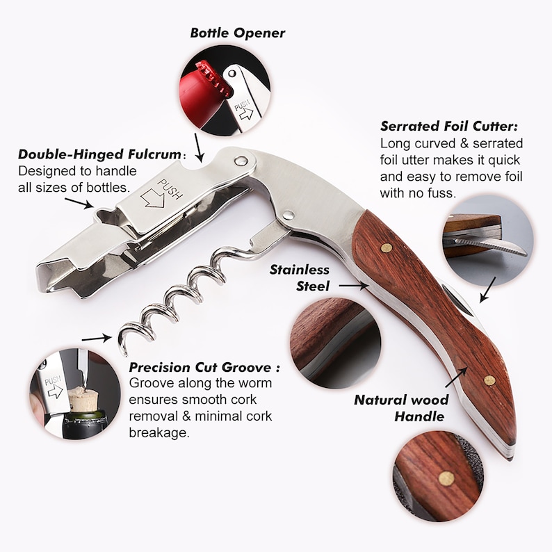 Personalised Corkscrew Engraved Wine Opener With Holster Wood Etsy UK