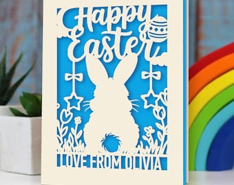 Personalised Easter Card: Laser-Cut Bunny Design with Envelope (A5)