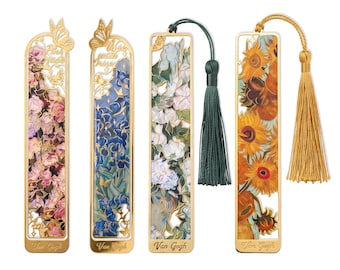 Personalised Bookmarks for Women, Oil Painting Theme Bookmark, Engraved Hollow Book Marks Gifts for Reading, Teacher, Students