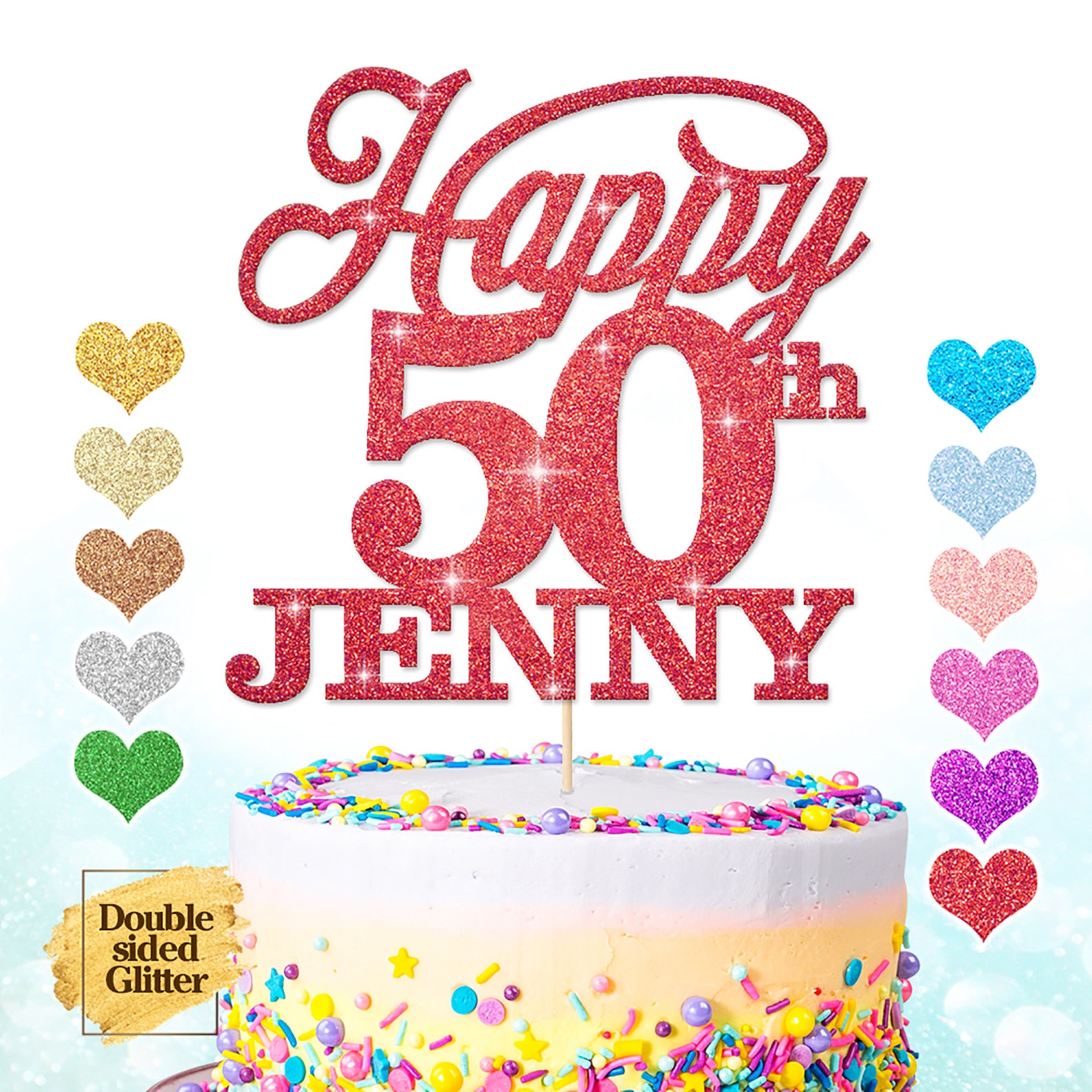 Personalised 50th Birthday Cake Topper Any Name Age 18th Etsy UK