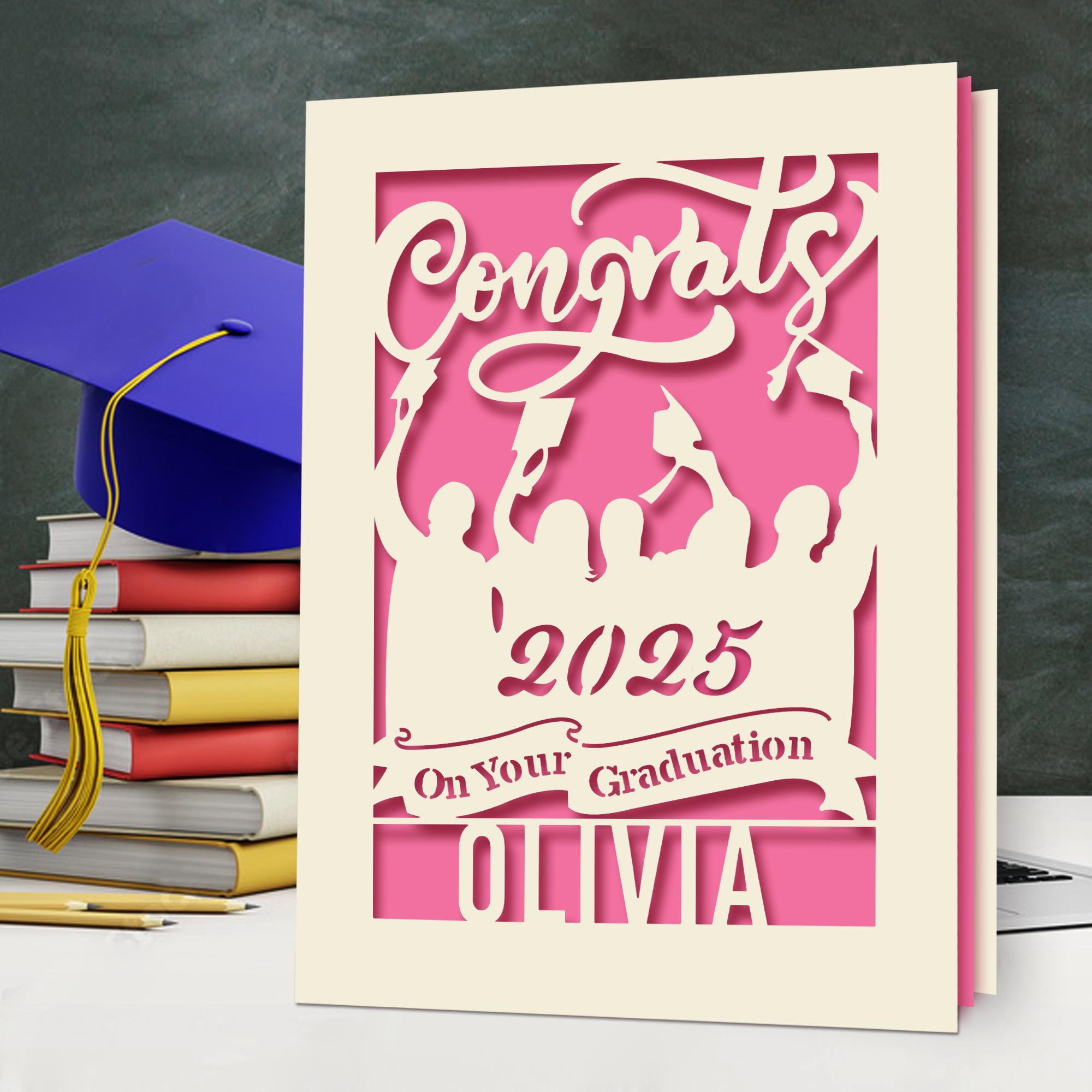 Personalised Graduation Card for Daughter Son Graduates Students Friends Congrats Laser Paper Cut Class of 2024 Graduation Greeting Card