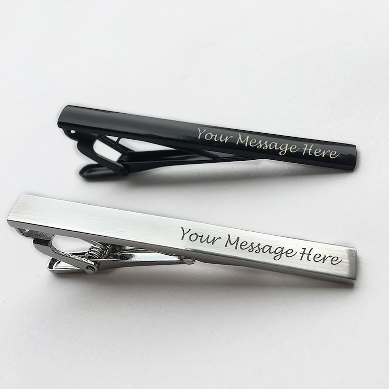 Personalised Engraved Tie Bar Clip/Tie Pin, Personalised Wedding Favours, Best Man, Usher, Groomsman, Business, Birthday, Christmas Gift image 1