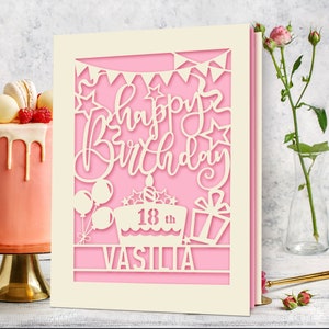 Personalised Birthday Card Laser Paper Cut Greeting Cards Happy Birthday Age Card Any Name Any Age 1st 16th 21st 30th 50th 70th 80th image 2