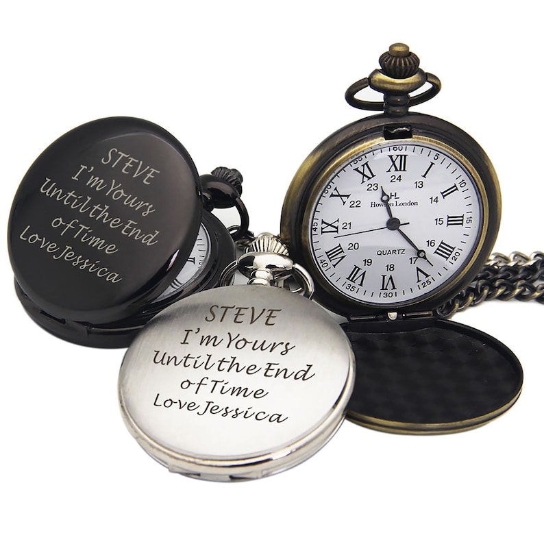 Personalised Engraved Pocket Watch Fathers Day Gift Wedding Etsy UK