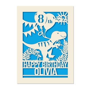 Personalised Birthday Card with Dinosaur Dsign for Him Custom Birthday Gift for Son Daughter 13th 18th 21st 30th 50th 70th Greeting Card