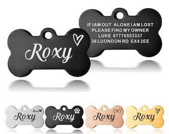 Engraved Dog Tags Personalised Dog Name Tag Custom Dog ID Tag Dog Tags for Pets Stainless Steel ID Tag for Pet Dogs
