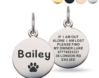 Personalized Deep Engraved Stainless Steel Pet ID Tag: Dog Cat Puppy