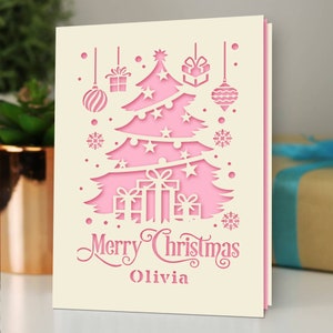 Christmas Cards Personalised Merry Christmas Card Gifts Xmas Gifts Greeting Cards Custom Laser Paper Cut Card with Any Name for Friends image 4