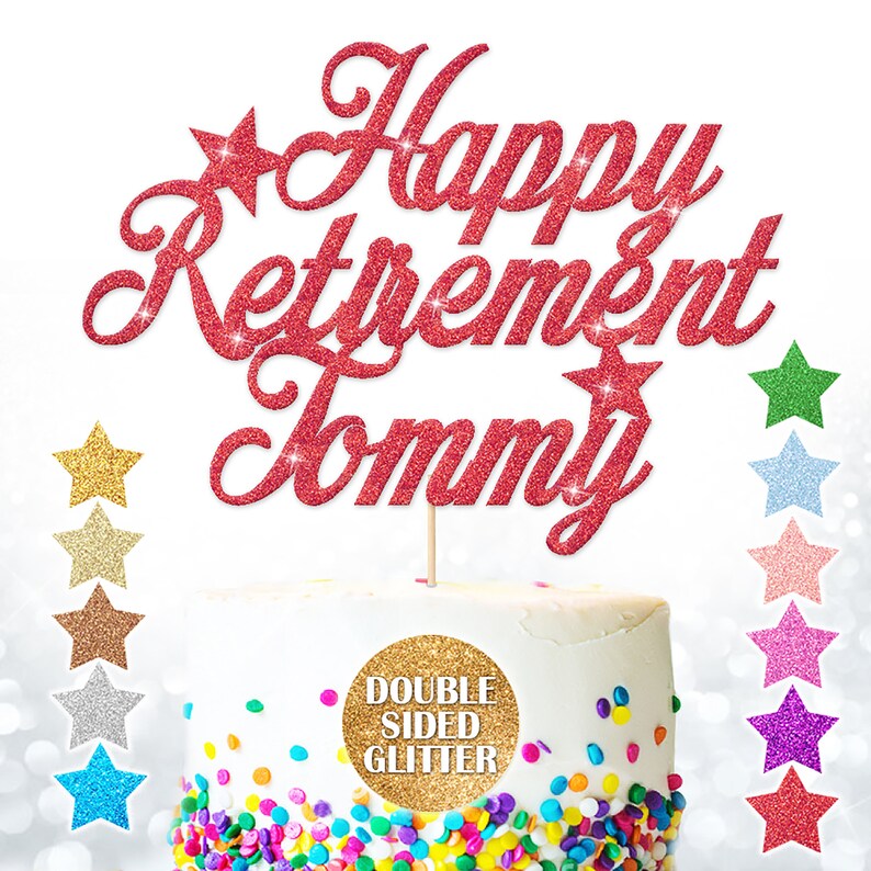 Personalised Happy Retirement Cake Topper Custom Any Name Etsy UK
