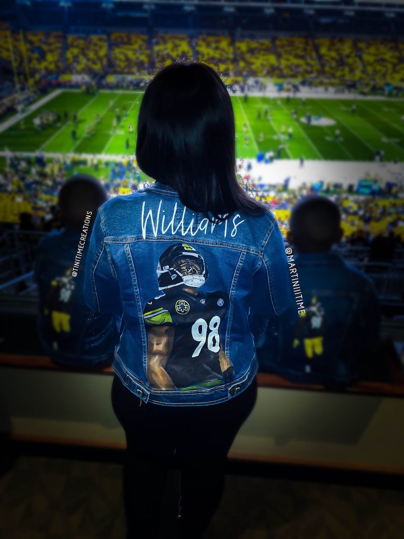 HAND PAINTED JACKET Custom Denim Jacket Football Wife Etsy