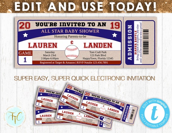 sports printable diaper raffle ticket yankee gender reveal invite or baby announcement baseball baby shower ticket invitation template paper party supplies invitations announcements stokfella com