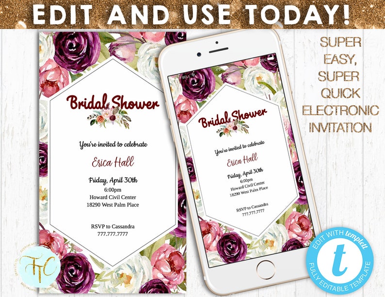 Insant Bridal Shower Invitation Electronic Image 0