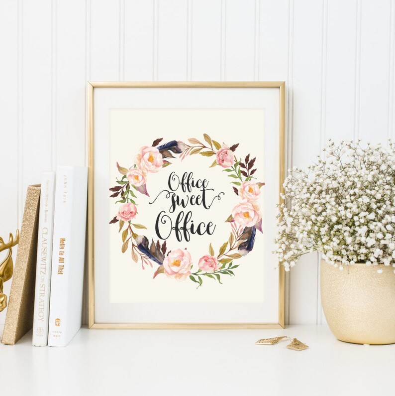 Art Print Office Sweet Office Floral Office Decor Art for Etsy