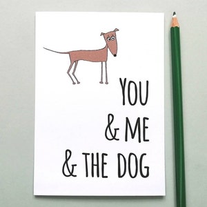 Postkarte Du und ich mit Windhund, Hunde-Postkarte, Grußkarte Hunde Fan, Karte Geschenkbeilage, Karte Verlobung, Hundebesitzer Familie
