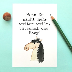 Postkarte Pferd, Pony Karte, Grußkarte Reiter, motivierender Spruch, Geschenkbeilage Pferde Mama, Geschenk trösten und Aufmunterung