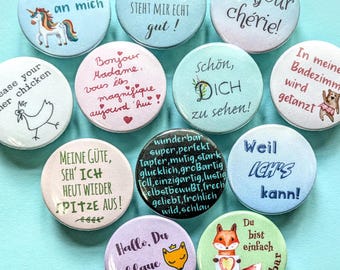 Buttons with motivating and funny sayings, with suction cup for mirror, empowerment and self-love, mindfulness and affirmations