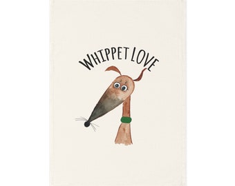 Geschirrtuch mit Whippet, Geschenk Windhund, Whippet Liebe