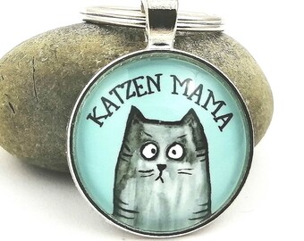Keyring cat mom, cat portrait, cat lady, keychain tomcat, kitten pendant, gift for cat owners