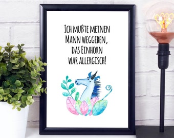 Einhorn Poster, lustiger Scheidungs Spruch, Einhorn Bild, frecher Spruch, Geschenk zur Scheidung, Scheidungs Humor, zur Trennung