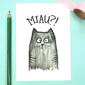 Katzen Grußkarte, Postkarte für Katzenbesitzer, lustige Katzenkarte, Katzen Kunst Postkarte, Tiger Katze, Katzen Portrait, Katzenliebhaber