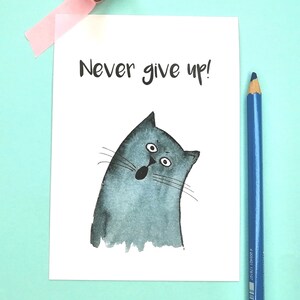 Katzen Motivations Postkarte, lustige Katzenkarte, Grußkarte Katze, Zur Prüfung, für Katzenliebhaber, für Katzenbesitzer, Mitbringsel Katze