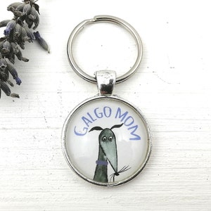 Galgo keychain, greyhound keyring, galgo mom, galgo pendant, galgo pocket dangler, greyhound art, Spanish greyhound