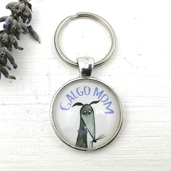 Schlüsselanhänger Galgo, Windhund Schlüsselring, Galgo Mama, Galgo Anhänger, Galgo Taschenbaumler, Windhundkunst, spanischer Windhund