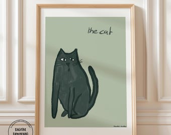 Cat painting, cat poster download, abstract cat motif, living room picture, gift for cat owners, living room wall picture, colorful poster