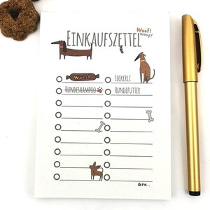 Einkaufsliste Hunde-Motive, Einkaufszettel A6, Notizblock mit Hundebildern, Geschenk Hundebesitzer, To Do Liste, Merkliste Hundefutter