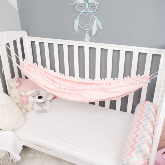 Hammock With Pompoms For Baby Newborn And Toddler Hanged Etsy