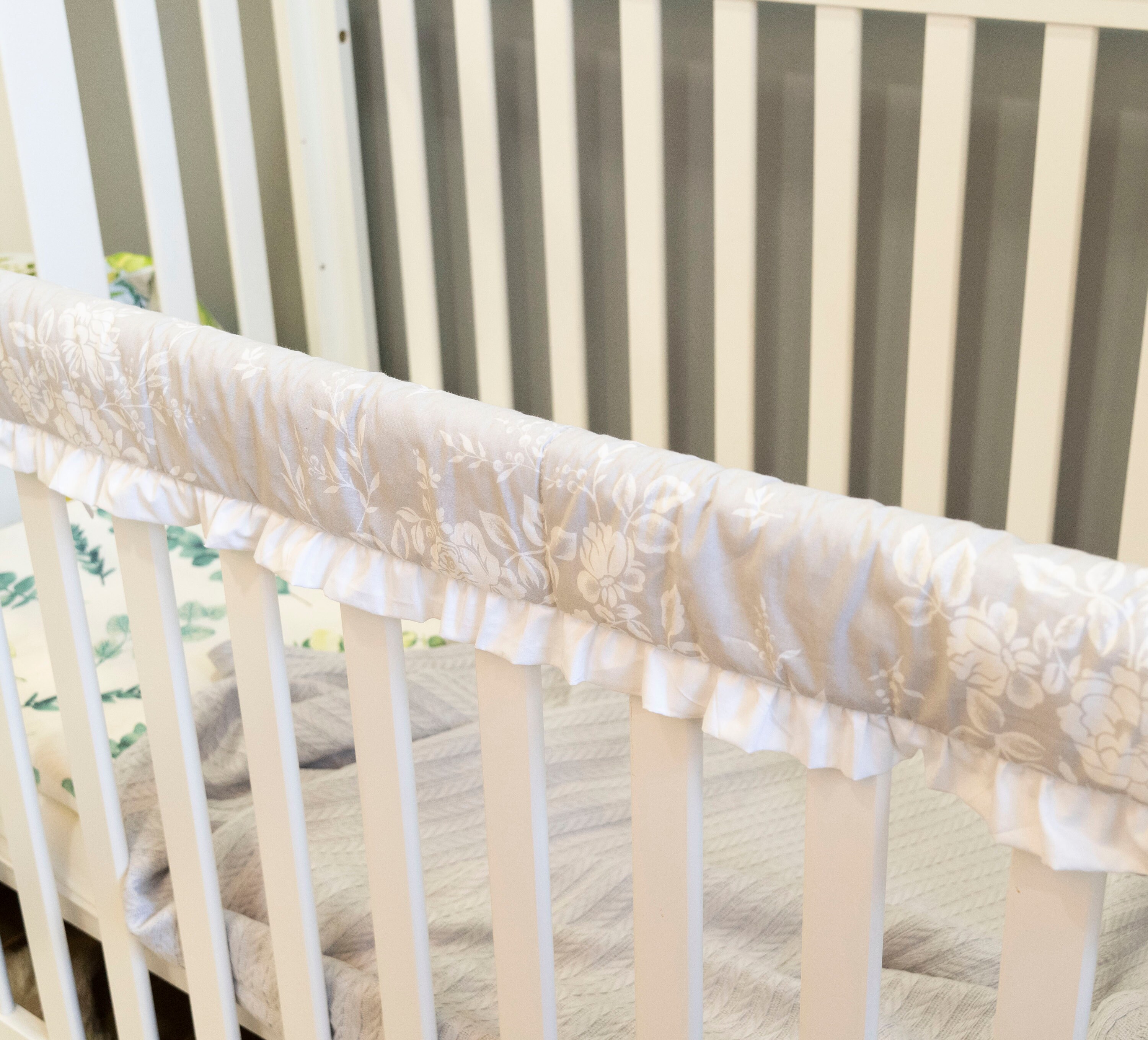 Baby Cot Rail Cover With Ruffles Crib Rails Teething Guard Etsy