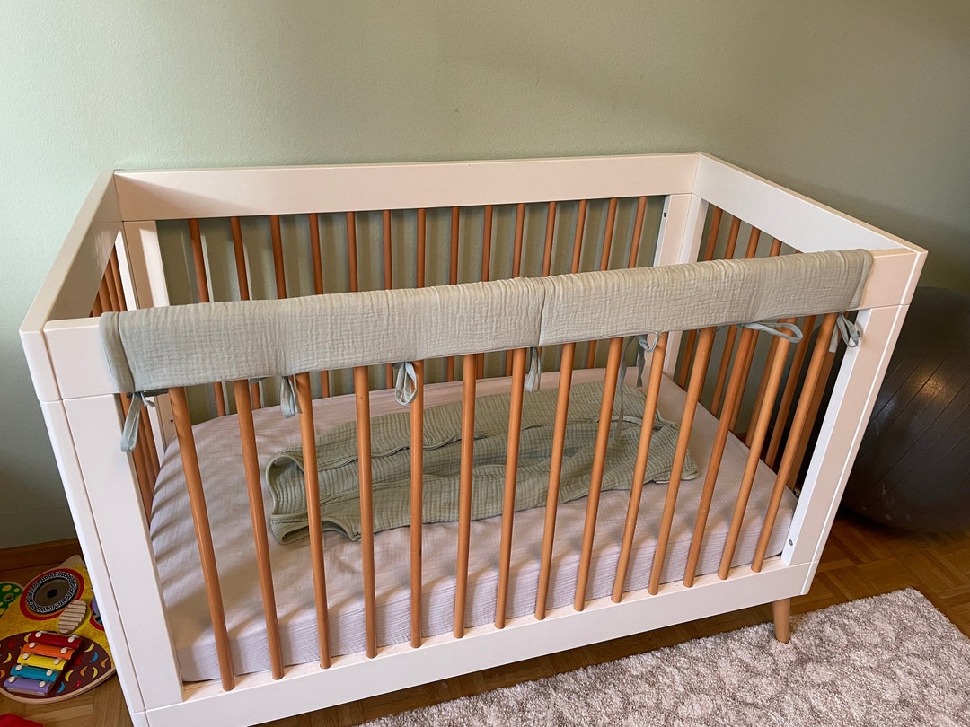 Muslin Baby Cot Rail Cover Crib Rails Teething Guard Padded Rail Cover