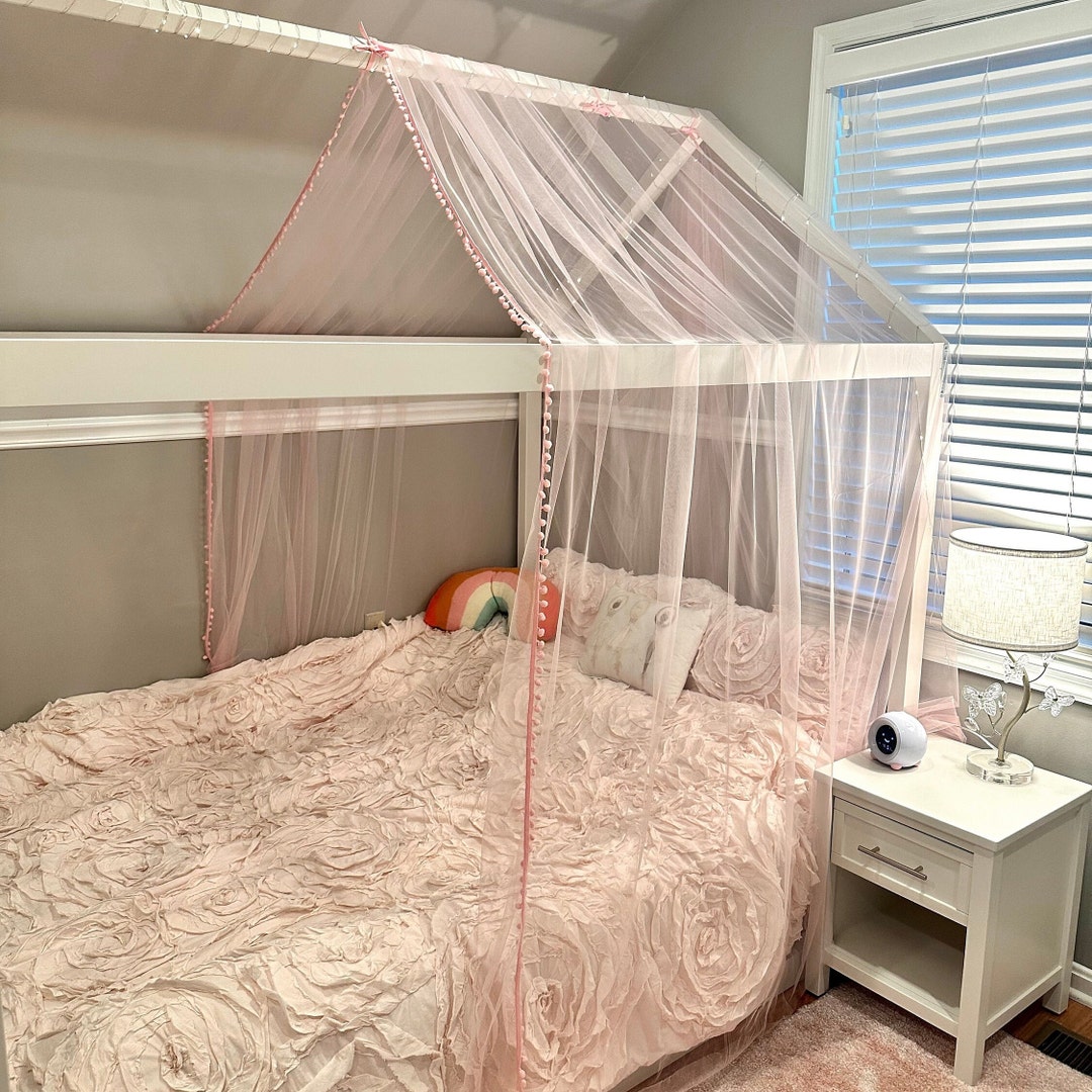 Tulle CANOPY With POM POMS for the Frame Bed Montessori House Etsy