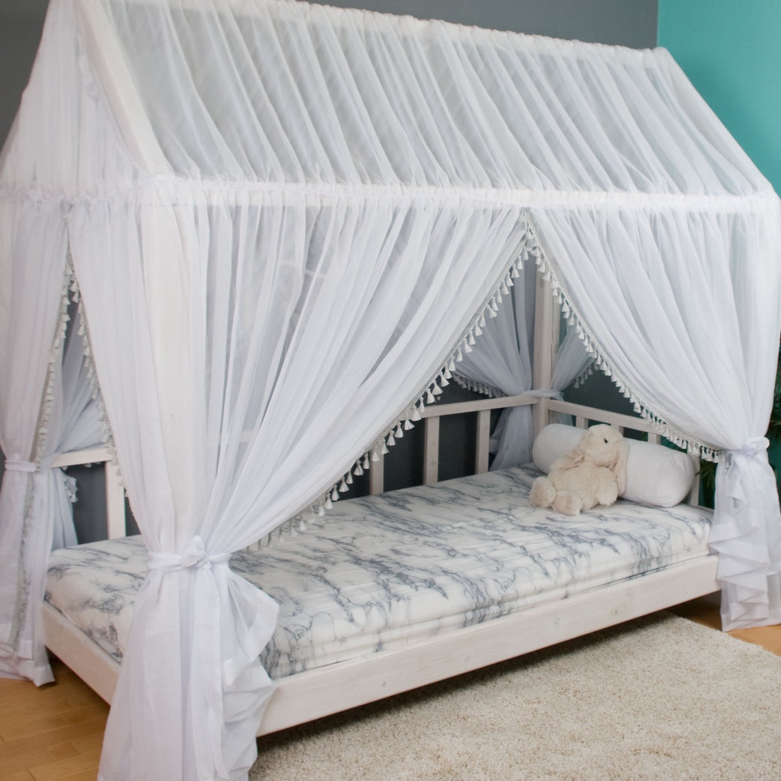 Tassel Voile Canopy for House Bed Curtains Full Size Twin - Etsy
