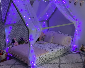 Romantic bed canopy with lights deals