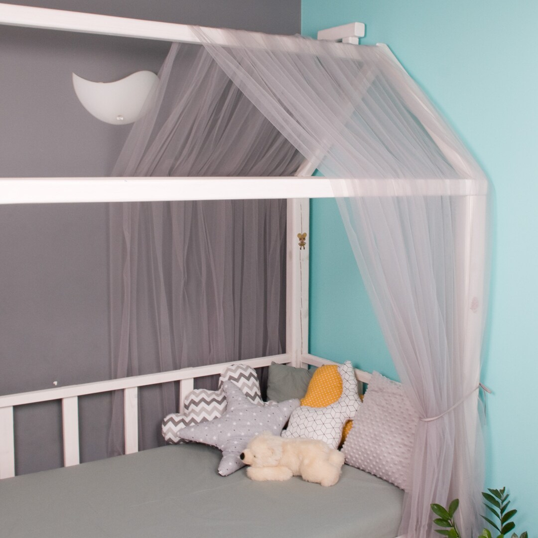 Gray Montessori House Bed CANOPY Baldachin Bed Canopy Play Etsy