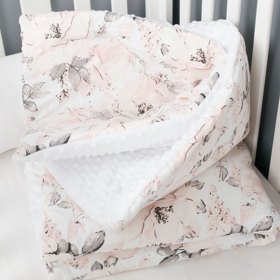 Peonies Baby Minky Comforter Any Size Roses Blanket Toddler