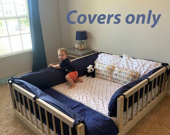 Bumper COVERS only! 14" or 16" height full twin queen wooden rail pillow cushion cover case headboard montessori