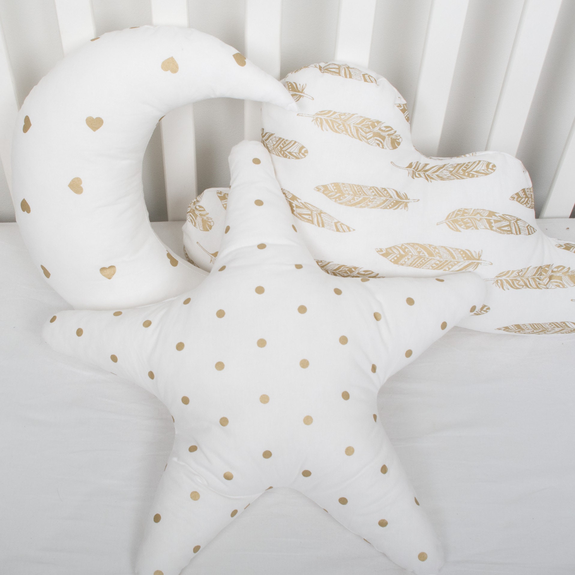 Set of 3 Kids Shaped Pillows Moon Star Cloud Cushion Baby Pillows