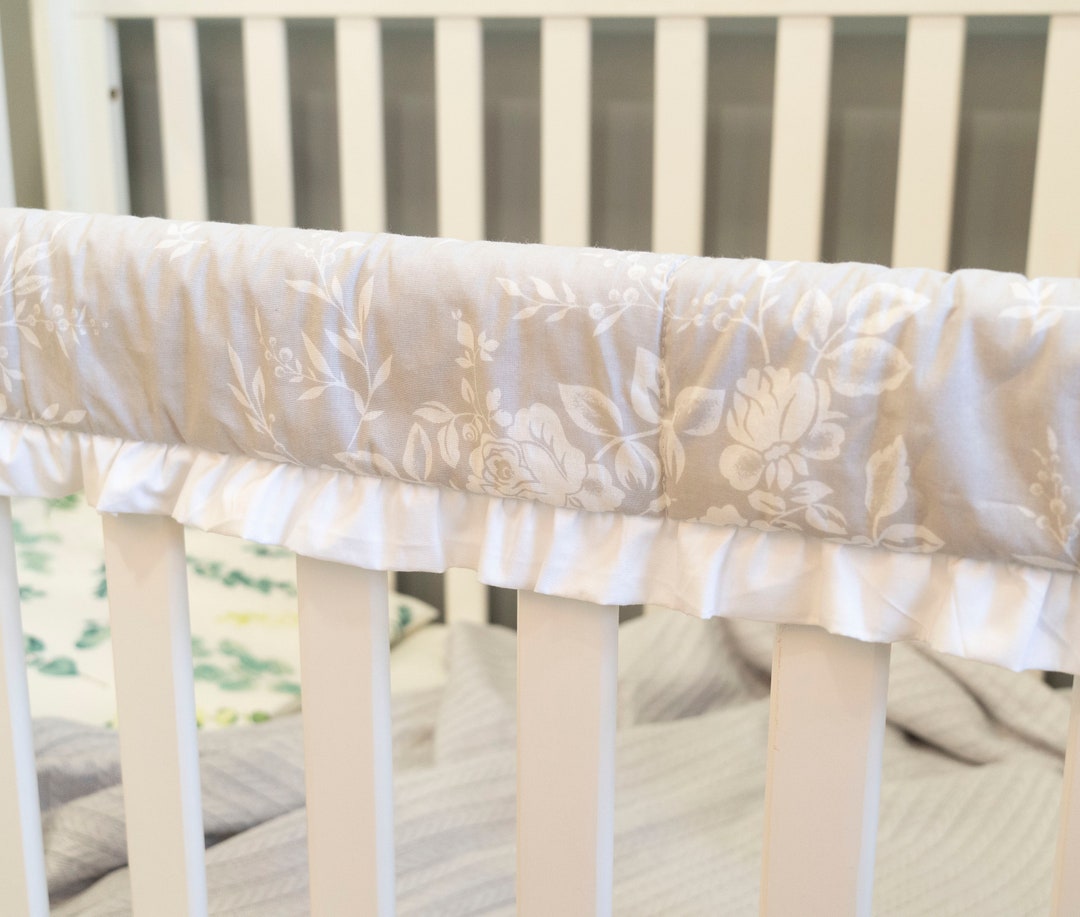 Baby Cot Rail Cover With Ruffles Crib Rails Teething Guard Etsy