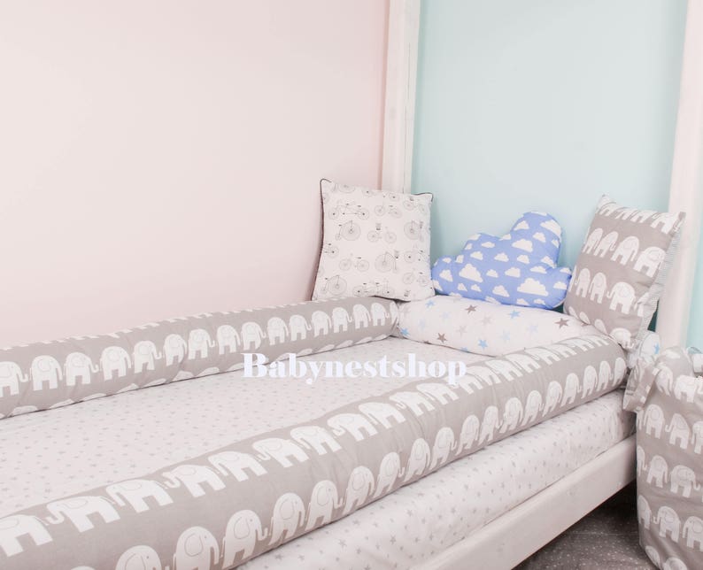Single floor bed bumper twin size bumpers cot cushions toddler Etsy