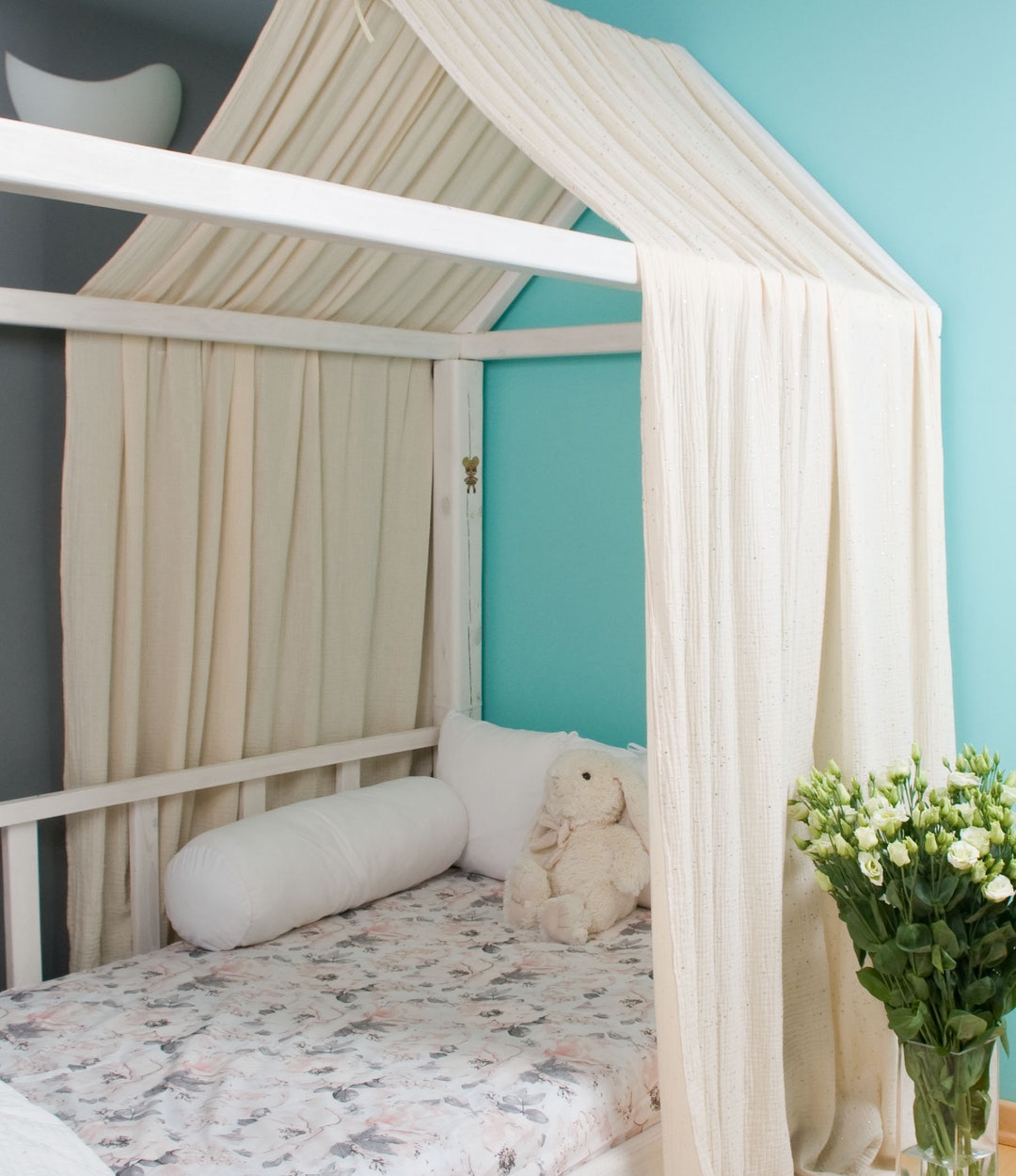 Muslin CANOPY for the Frame Montessori Bed Baldachin Canopy Play Floor ...