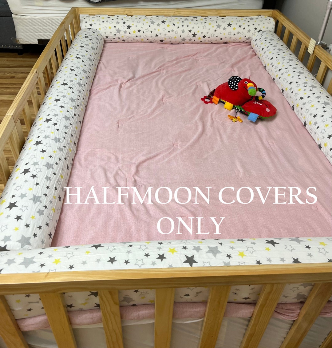 Half Moon Cylinder Bolster Cover Bumper Case Toddler Bed Cushions Long