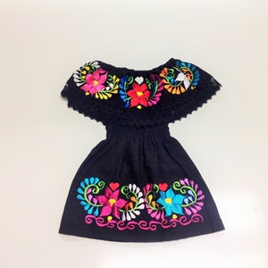 Black Mexican Dress Baby/Toddler/Girl - Handmade and Embroidered - Different Sizes